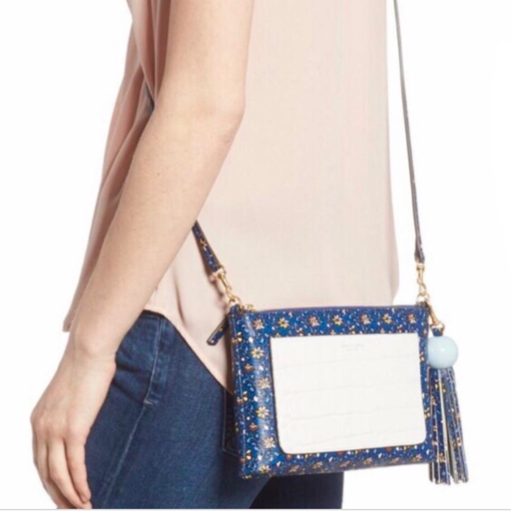 Tory Burch Tassel Print Leather Crossbody Bag
